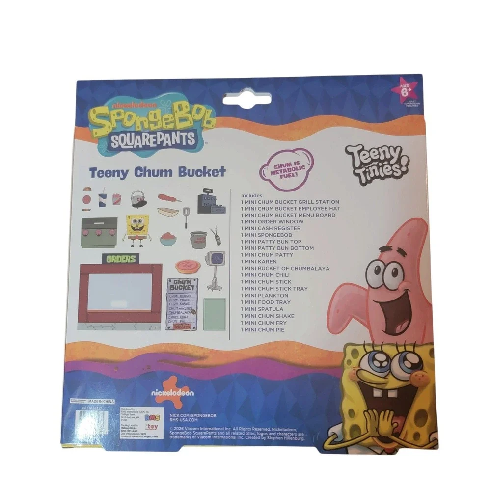 SpongeBob Teeny Tinies Playset Kids OS Multi New Krusty Krab Chum Bucket Bundle